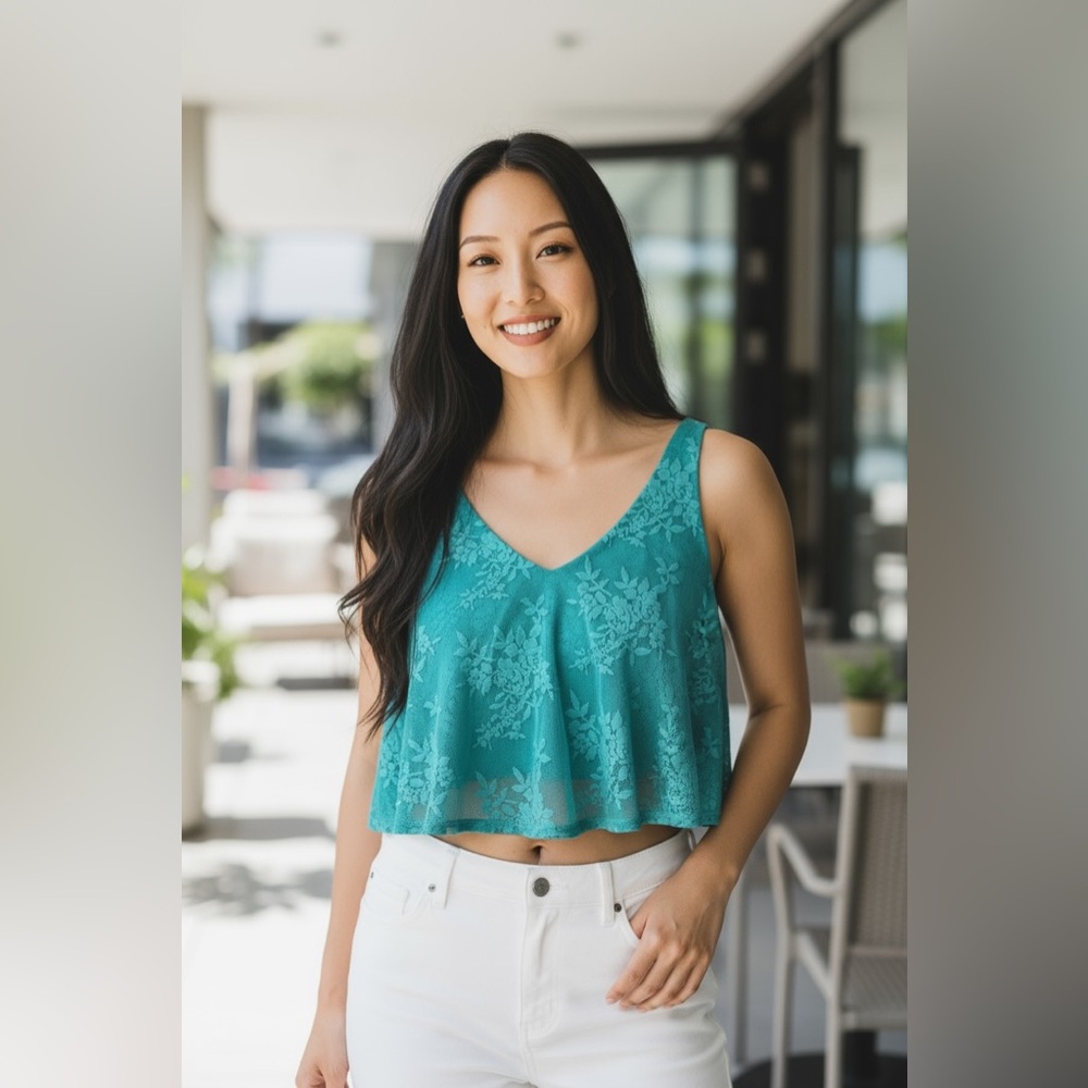Iris Los Angeles Medium Lace Crop Tank Top
